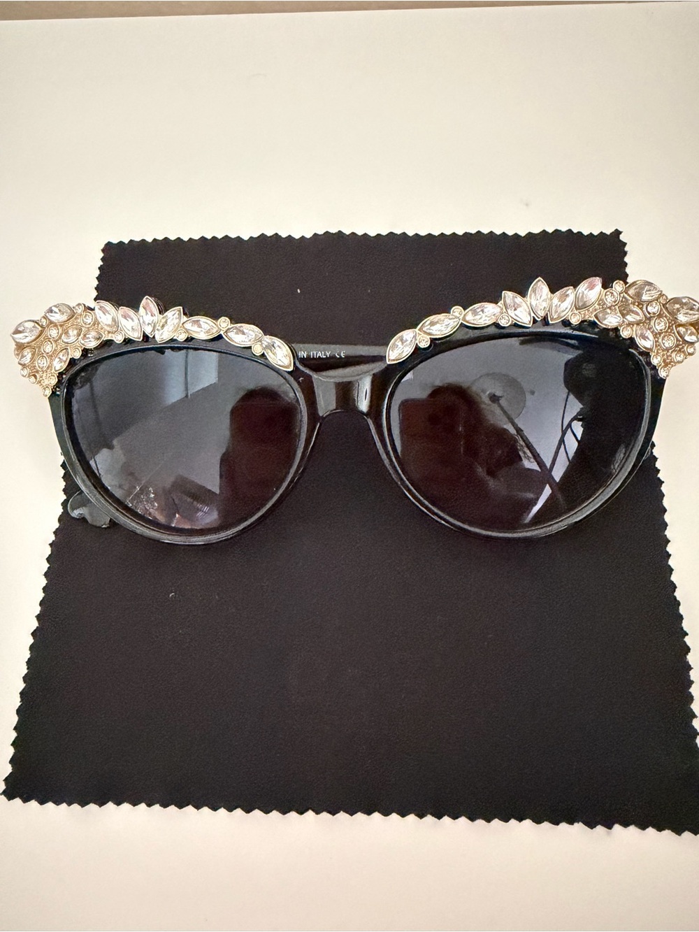 Dolce & Gabbana Black Sunglasses with Gold and Crystal Accents
